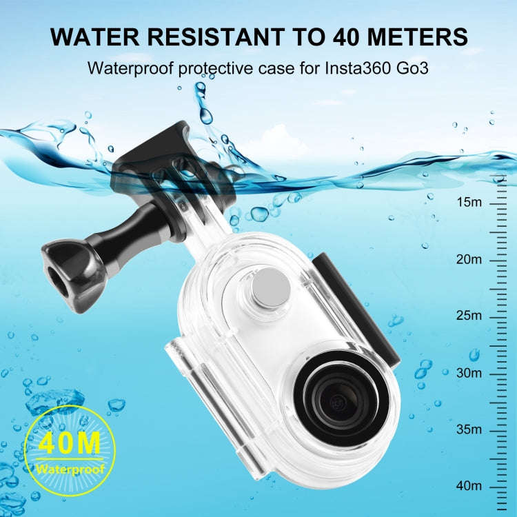 For Insta360 GO 3 / GO 3S PULUZ 40m Underwater Waterproof Housing Case with Base Adapter & Screw ...