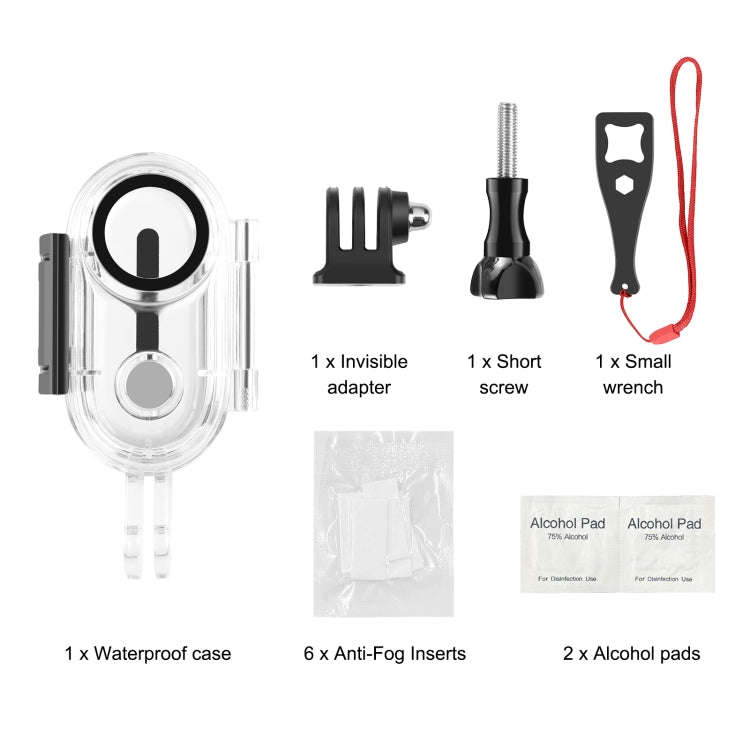 For Insta360 GO 3 / GO 3S PULUZ 40m Underwater Waterproof Housing Case with Base Adapter & Screw ...