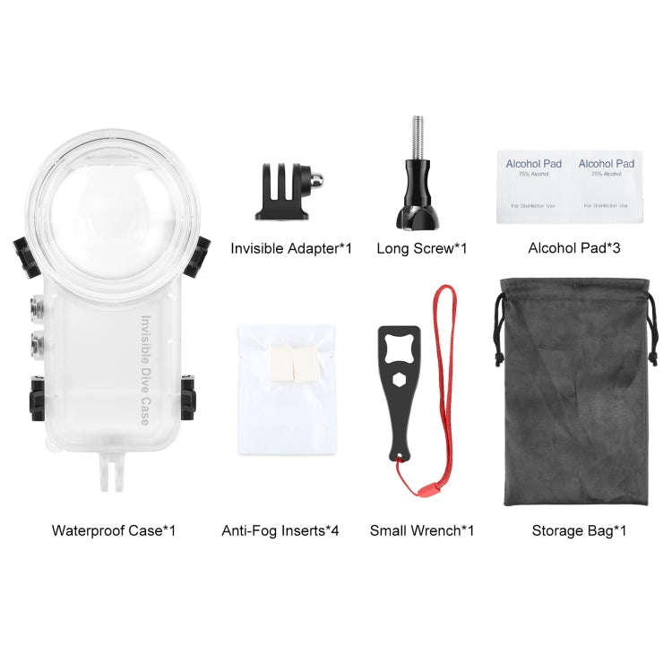 For Insta360 X3 PULUZ Invisible Dive Case 50m Waterproof Sealed Case (Transparent)