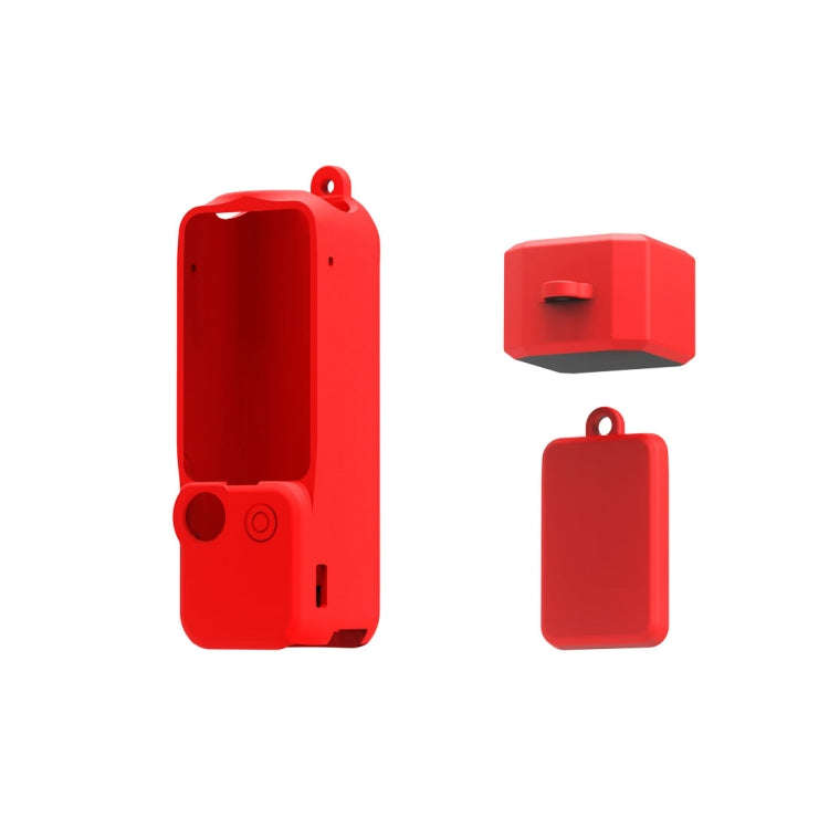 For DJI OSMO Pocket 3 PULUZ  3 in 1 Silicone Cover Case Set (Red)