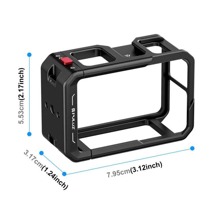 For DJI Osmo Action 5 Pro / 4 / 3 PULUZ All-inclusive Aluminum Alloy Cage Expansion Adapter Frame...