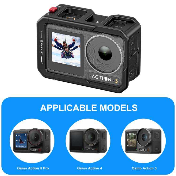 For DJI Osmo Action 5 Pro / 4 / 3 PULUZ All-inclusive Aluminum Alloy Cage Expansion Adapter Frame...