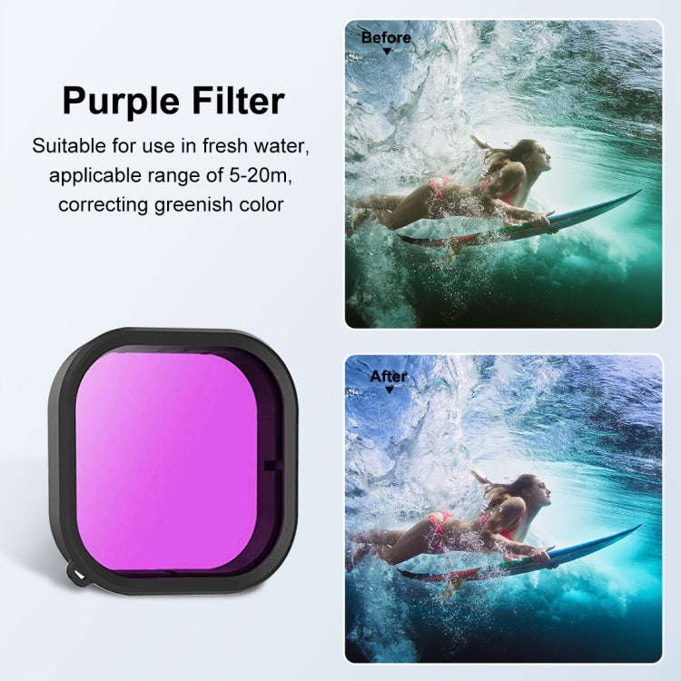 PULUZ Square Housing Diving Color Lens Filter For GoPro HERO13 Black /12 Black /11 Black /10 Blac...