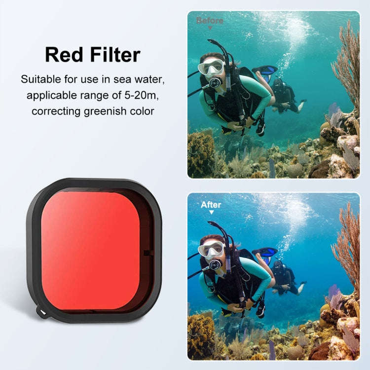 PULUZ Square Housing Diving Color Lens Filter For GoPro HERO13 Black /12 Black /11 Black /10 Blac...