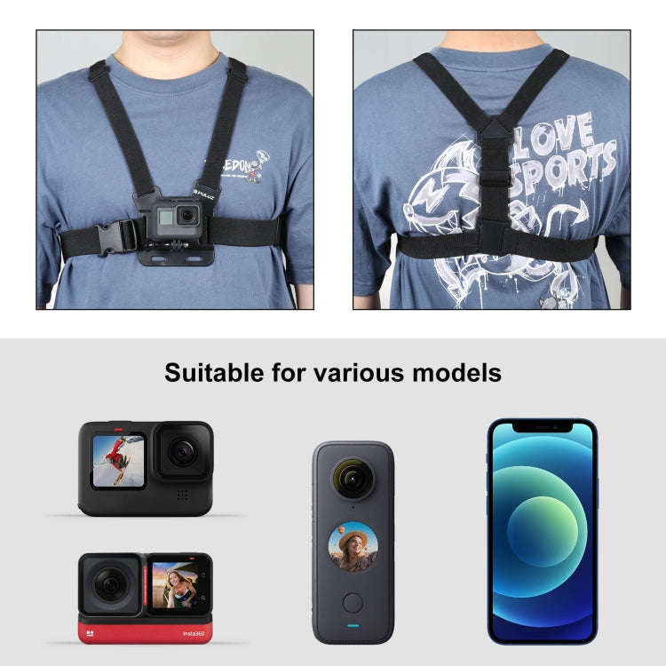 PULUZ  5 in 1 Adjustable Body Mount Belt Chest Strap with Phone Clamp & J Hook Mount & Long Screw...