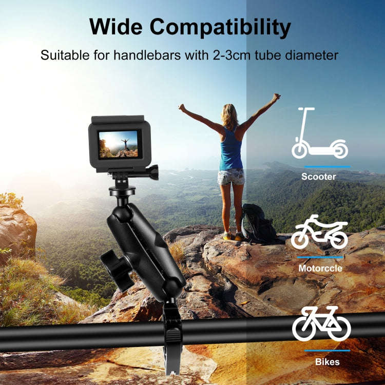 PULUZ Motorcycle O-Clip Quick Release Clamp Handlebar Fixed Mount Holder for GoPro and Other Acti...