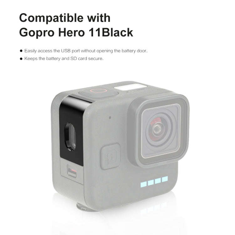 For GoPro Hero11 Black Mini PULUZ Metal Battery Side Interface Cover (Black)