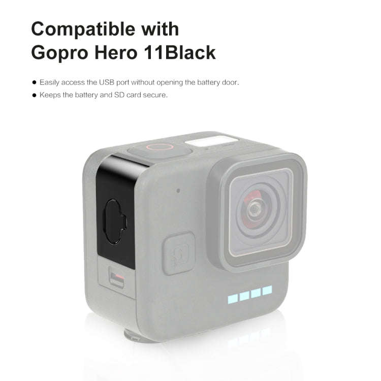 For GoPro Hero11 Black Mini PULUZ Metal Battery Side Interface Cover Dustproof Cap (Black)