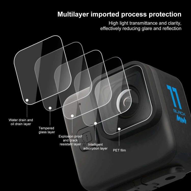 For GoPro Hero11 Black Mini PULUZ 2pcs Lens Tempered Glass Film(Transparent)