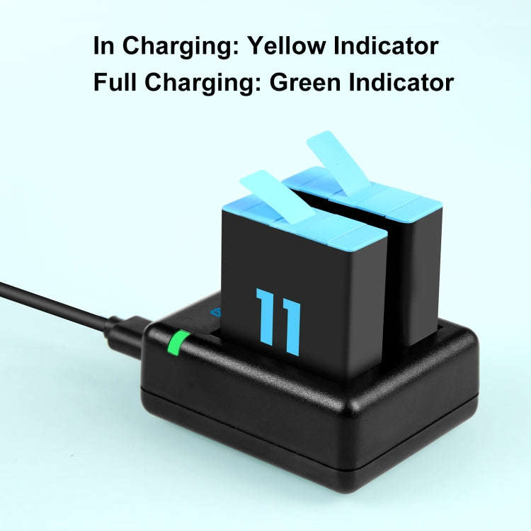 PULUZ USB Dual Batteries Charger for GoPro HERO12 Black /11 Black /10 Black /9 Black (Black)