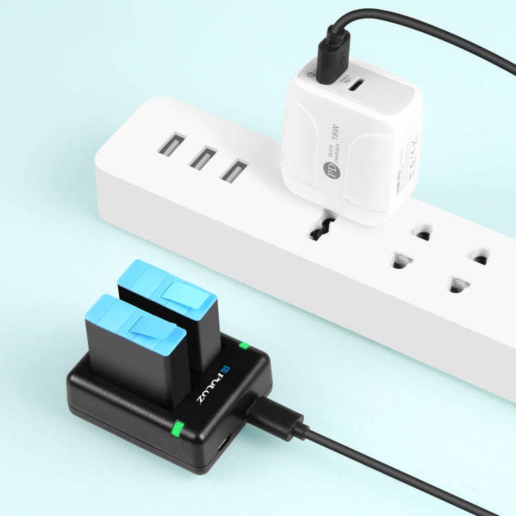 PULUZ USB Dual Batteries Charger for GoPro HERO12 Black /11 Black /10 Black /9 Black (Black)