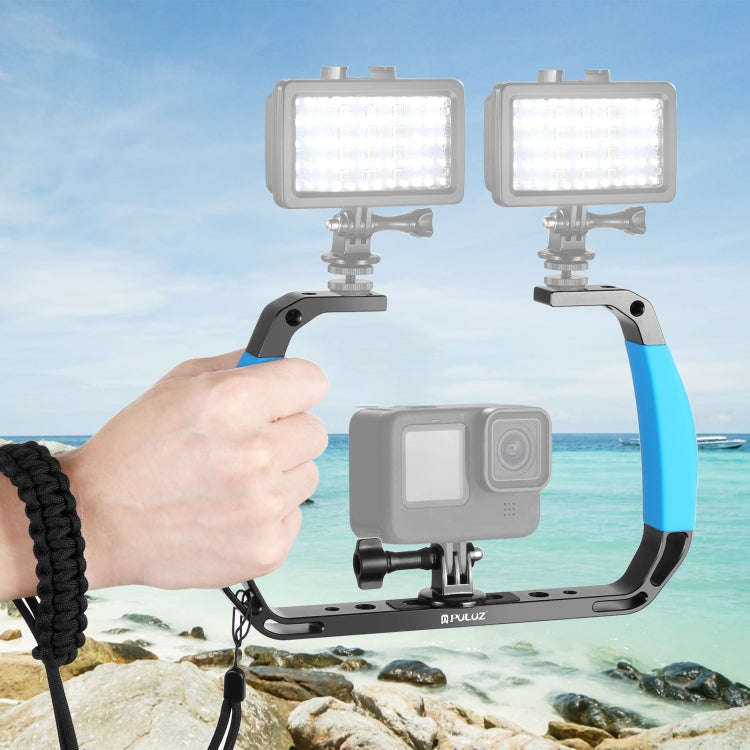 PULUZ Dual Silicone Handles Aluminium Alloy Underwater Diving Rig for GoPro, DJI OSMO Action, Ins...