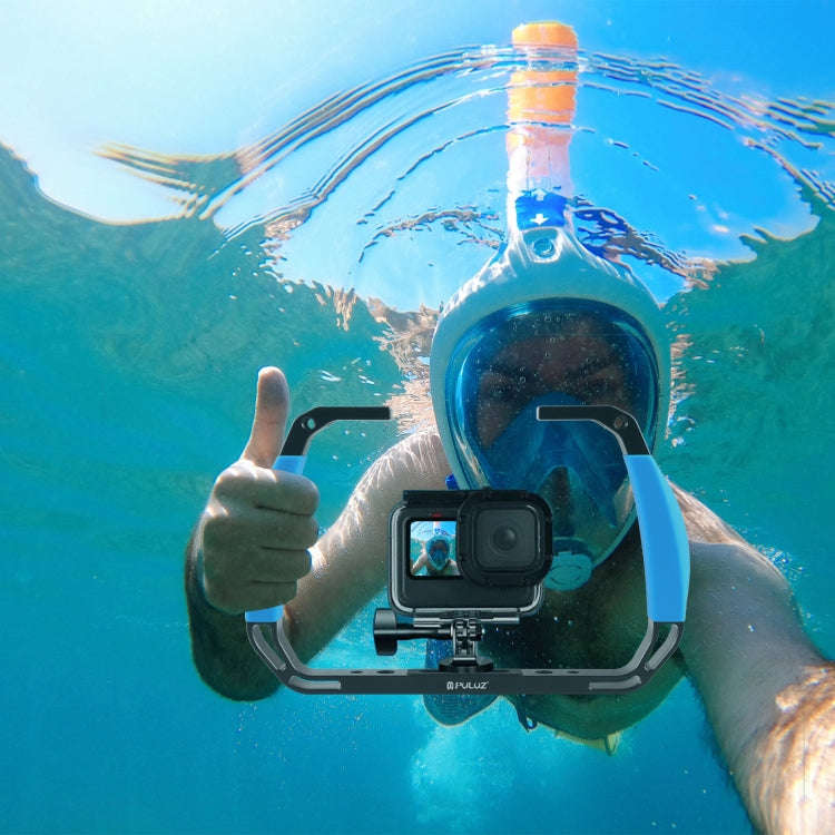 PULUZ Dual Silicone Handles Aluminium Alloy Underwater Diving Rig for GoPro, DJI OSMO Action, Ins...