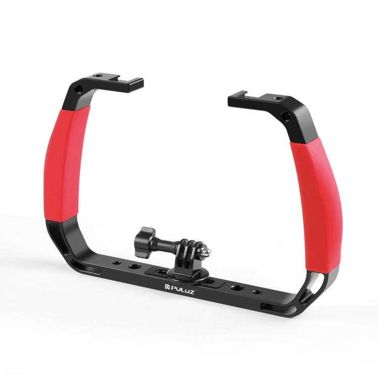 PULUZ Dual Silicone Handles Aluminium Alloy Underwater Diving Rig for GoPro, DJI OSMO Action, Ins...