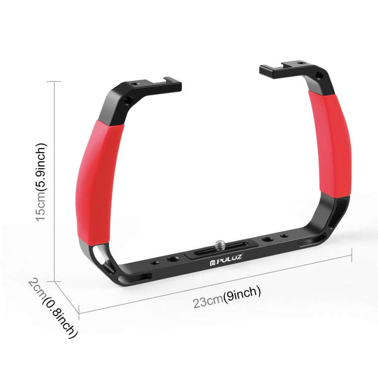 PULUZ Dual Silicone Handles Aluminium Alloy Underwater Diving Rig for GoPro, DJI OSMO Action, Ins...