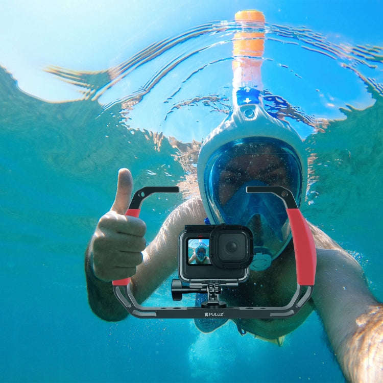PULUZ Dual Silicone Handles Aluminium Alloy Underwater Diving Rig for GoPro, DJI OSMO Action, Ins...