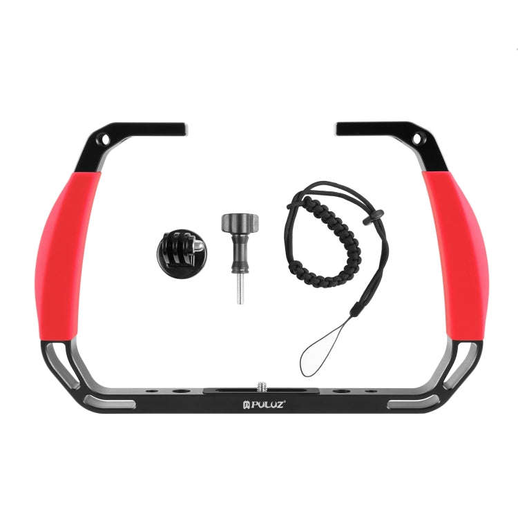 PULUZ Dual Silicone Handles Aluminium Alloy Underwater Diving Rig for GoPro, DJI OSMO Action, Ins...