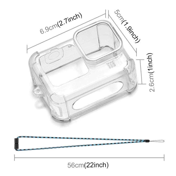 PULUZ Clear TPU Case with Lens Cap & Neck Strap For GoPro HERO12 Black /11 Black /10 Black /9 Bla...