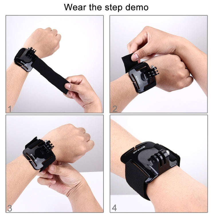 PULUZ Adjustable Wrist Strap Mount for GoPro, Insta360, DJI and Other Action Cameras, Strap Lengt...