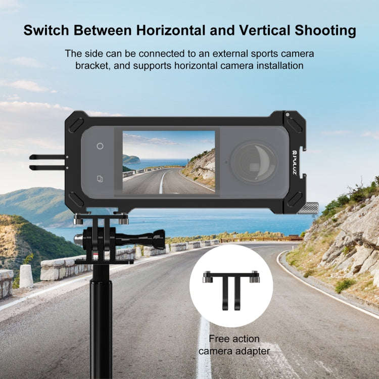 For Insta360 X4 PULUZ Metal Protective Cage Rig Housing Frame with Expand Cold Shoe Base & Tripod...