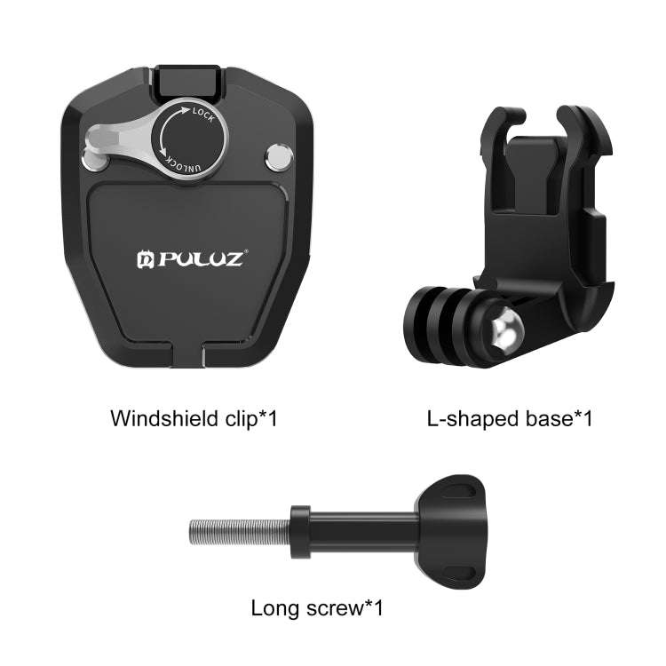 PULUZ Motorcycle Windshield Action Camera Mount Clip for GoPro Hero12 Black / DJI Osmo Action 4 /...