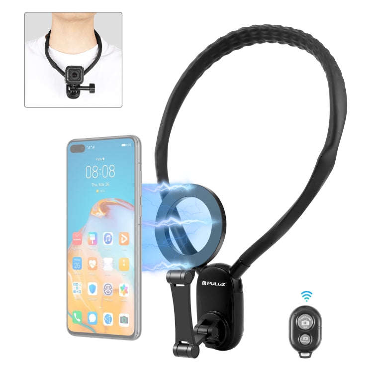 PULUZ Magnetic Collar Bracket POV View Mount with Phone Clamp for GoPro Action Cameras / Phones (...