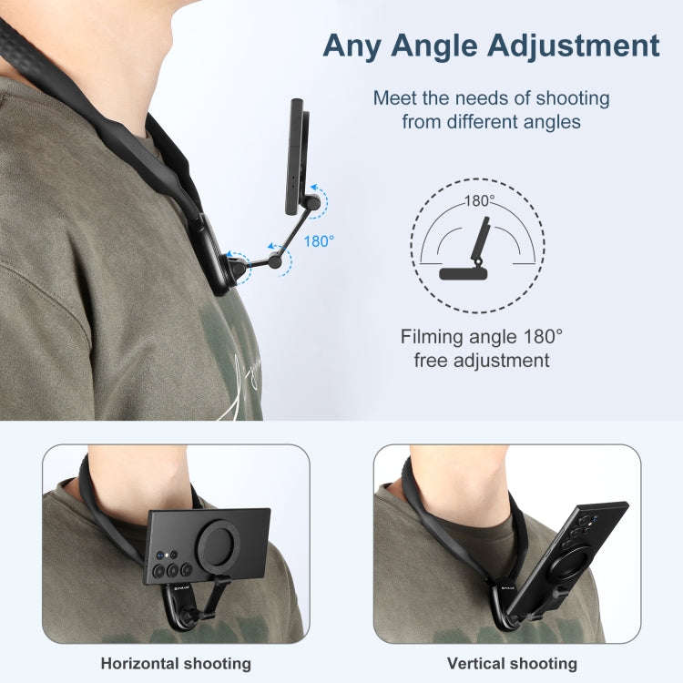 PULUZ Magnetic Collar Bracket POV View Mount with Phone Clamp for GoPro Action Cameras / Phones (...