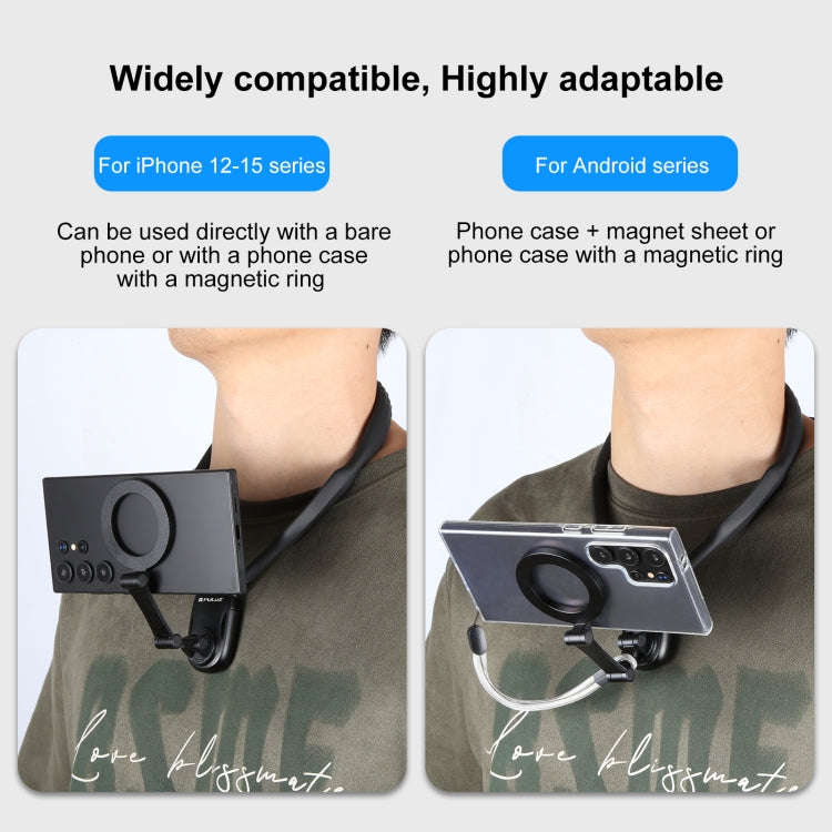 PULUZ Magnetic Collar Bracket POV View Mount with Phone Clamp for GoPro Action Cameras / Phones (...