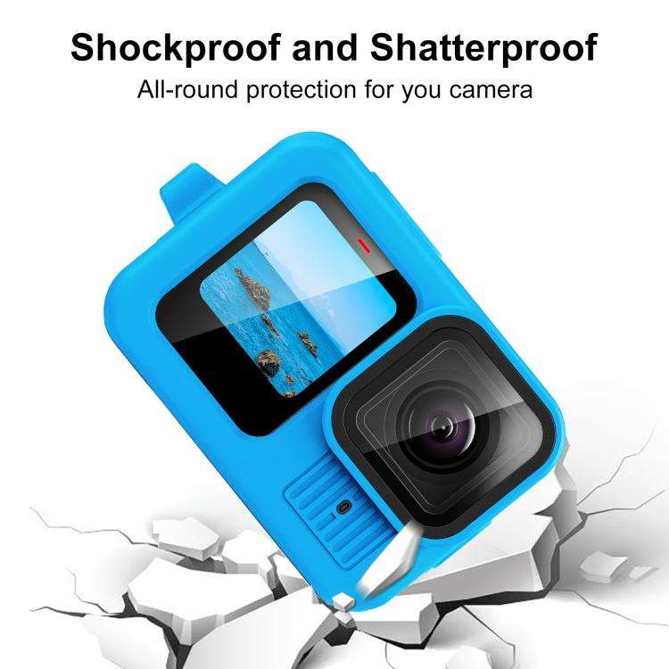 For GoPro HERO13 Black PULUZ Silicone Protective Case Cover with Wrist Strap & Lens Cover (Blue)