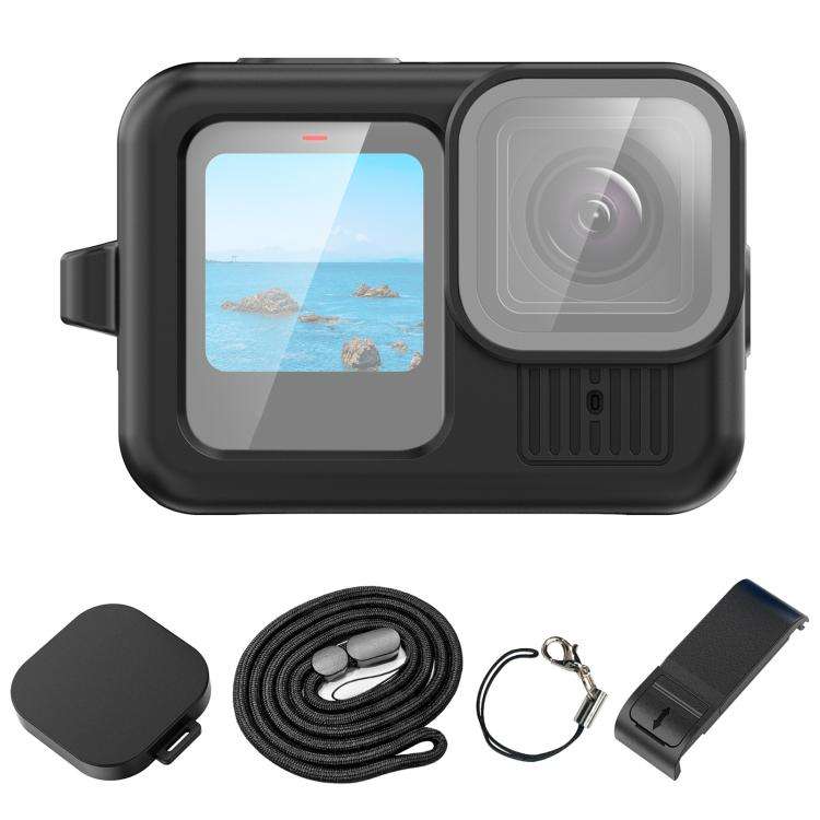For GoPro HERO13 Black PULUZ Silicone Protective Case Side Interface Cover with Wrist Strap & Len...