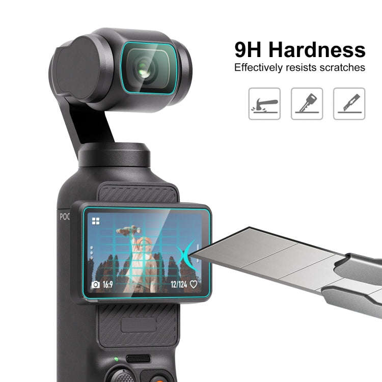 For DJI OSMO Pocket 3 PULUZ 9H 2.5D HD Tempered Glass Lens Protector + Screen Film (Transparent)