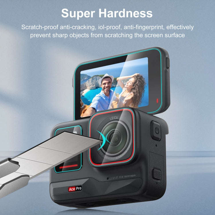 For Insta360 Ace Pro PULUZ 3 in 1 Rear & Front  Screen + Lens Tempered Glass Film (Transparent)