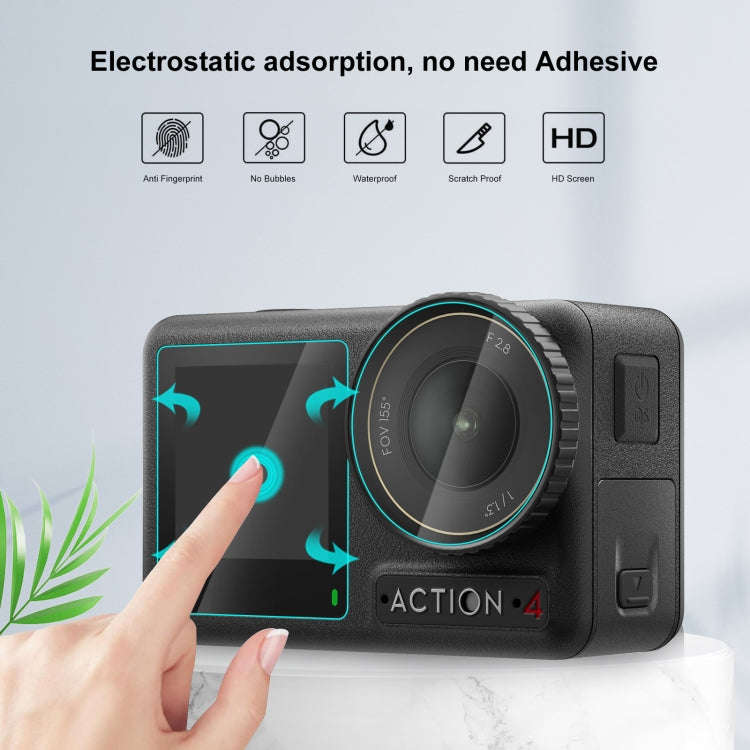 For DJI Osmo Action 4 PULUZ 3-in-1 Lens Front and Back Screen Tempered Glass Explosion-proof Film...