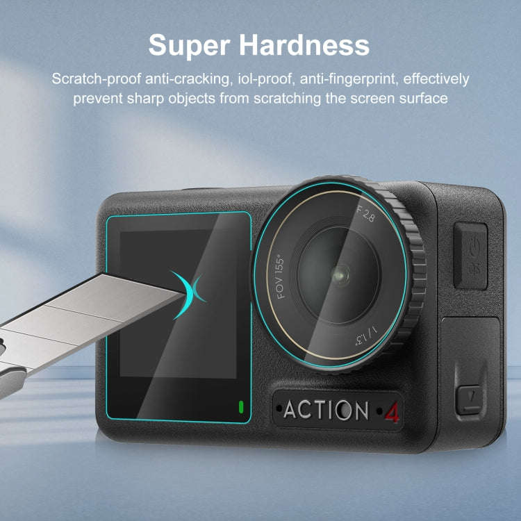 For DJI Osmo Action 4 PULUZ 3-in-1 Lens Front and Back Screen Tempered Glass Explosion-proof Film...