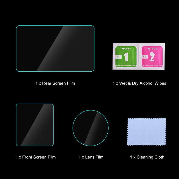 For DJI Osmo Action 4 PULUZ 3-in-1 Lens Front and Back Screen Tempered Glass Explosion-proof Film...