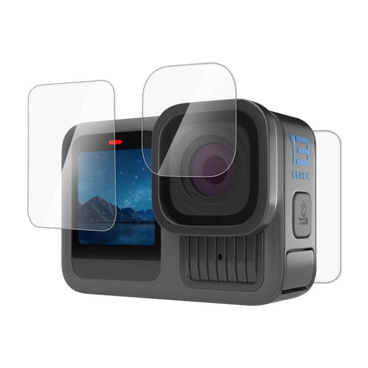 For GoPro HERO13 Black PULUZ 3 in 1 Lens and Front  Back Screen 9H 2.5D Tempered Glass Film (Tran...