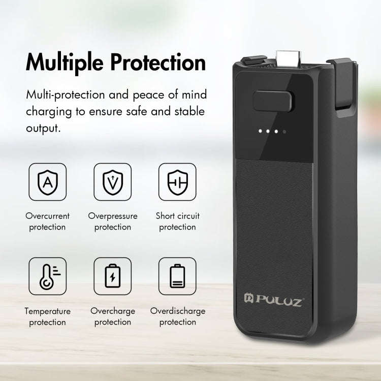 For DJI Osmo Pocket 3 PULUZ High-Capacity 2800mAh Battery Grip (Black)