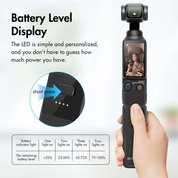 For DJI Osmo Pocket 3 PULUZ High-Capacity 2800mAh Battery Grip (Black)