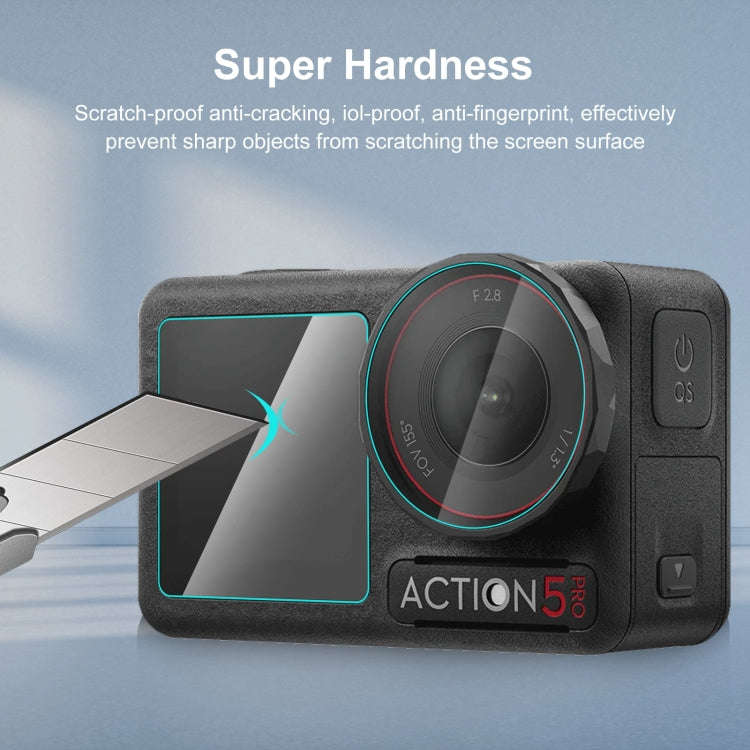 For DJI Osmo Action 5 Pro PULUZ 3-in-1 Lens Front and Back Screen Tempered Glass Explosion-proof ...