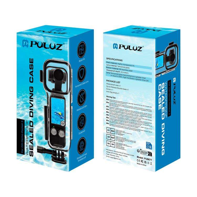 For DJI Osmo Pocket 3 PULUZ 45m Underwater Waterproof Housing Diving Case (Transparent)