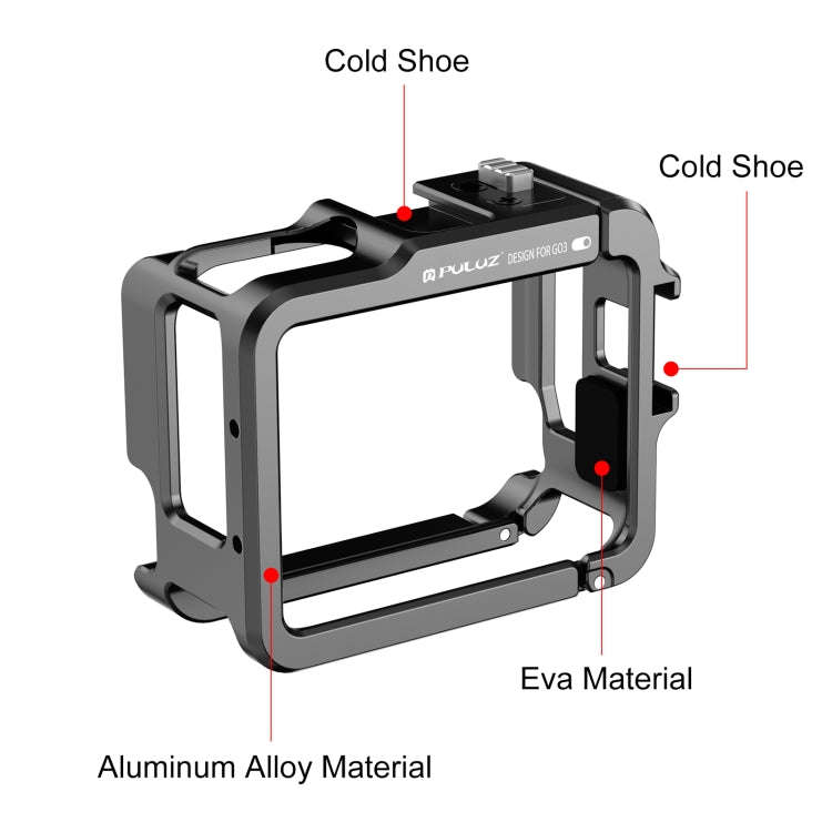 For Insta360 GO 3 / GO 3S PULUZ Camera Battery Case Aluminum Alloy Protective Frame (Black)