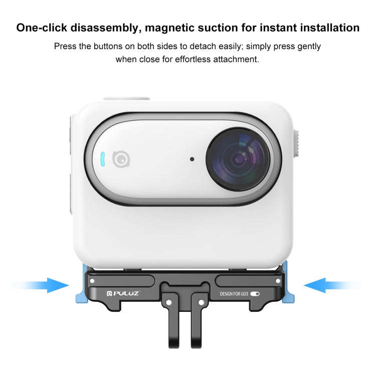 For Insta360 GO3 / GO 3S PULUZ Magnetic Aluminum Alloy Quick Release Base Mount (Black)