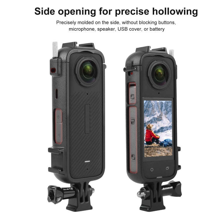 For Insta360 X4 PULUZ Cold Shoe PC Plastic Protective Frame with Adapter Mount & Screw (Black)