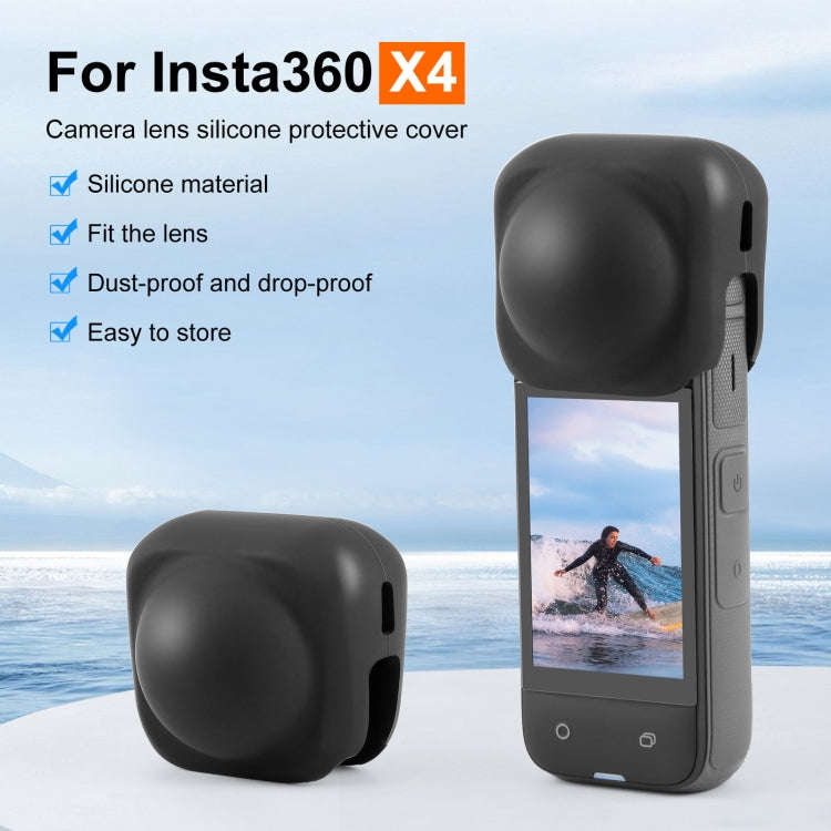For Insta360 X4 / X5 PULUZ Silicone Protective  Lens Cover (Black)