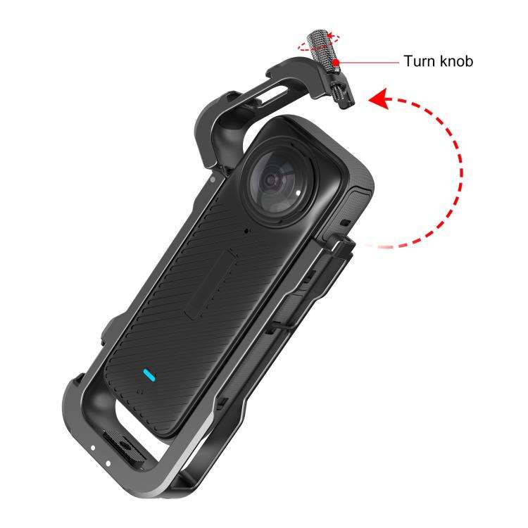 For Insta360 X4 PULUZ Metal Protective Cage Rig Housing Frame with Lens Cover (Black)