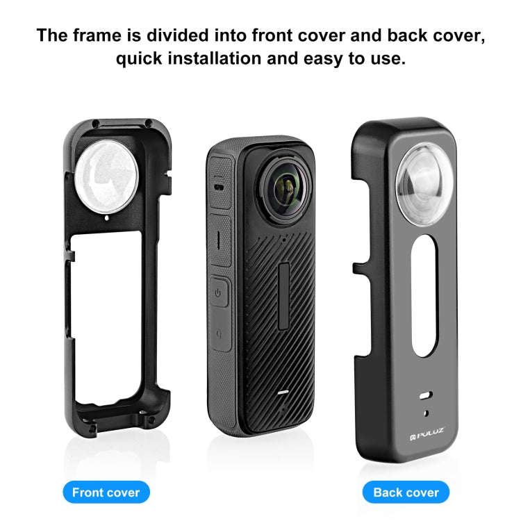 For Insta360 X4 PULUZ Metal Protective Cage Rig Housing Frame with Lens Protector (Black)