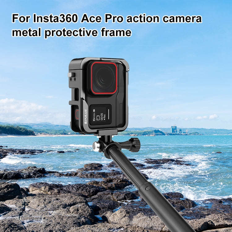 For Insta360 Ace Pro PULUZ Metal Protective Cage Adapter Frame (Black)