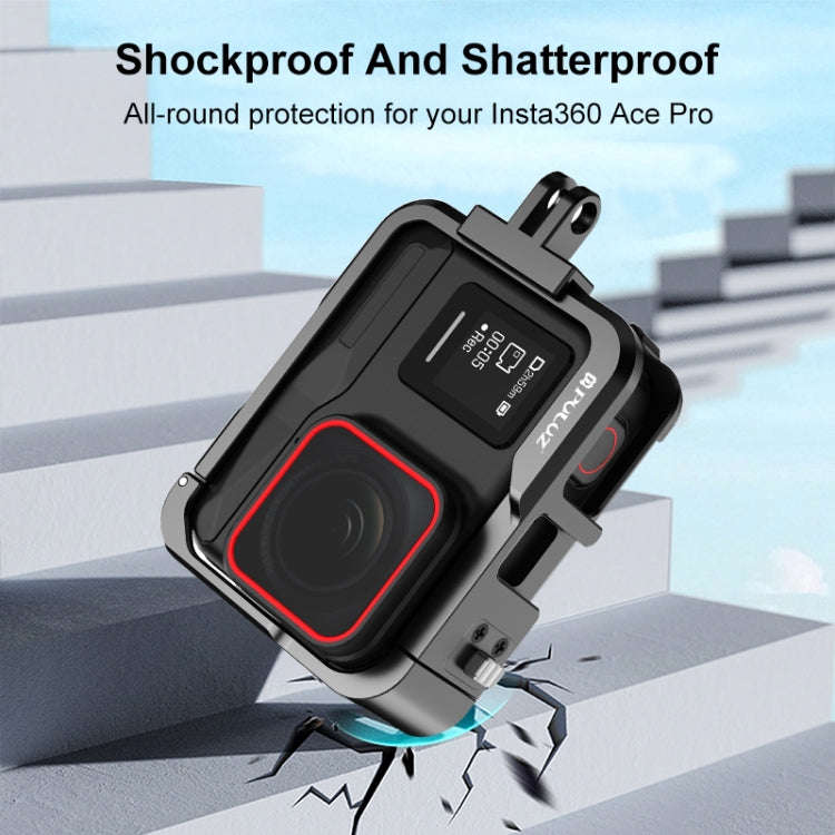 For Insta360 Ace Pro PULUZ Metal Protective Cage Adapter Frame (Black)