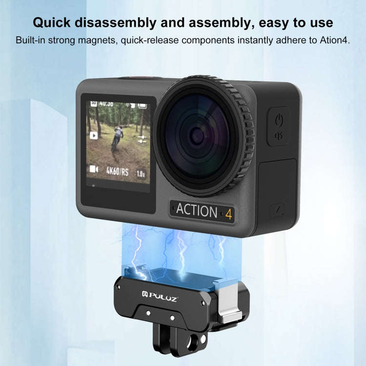 For DJI Osmo Action 5 Pro / 4 / 3 PULUZ Magnetic Quick Release Metal Base (Black)