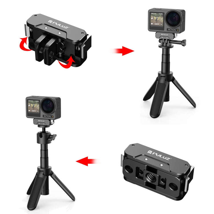 For DJI Osmo Action 5 Pro / 4 / 3 PULUZ Magnetic Quick Release Metal Base (Black)